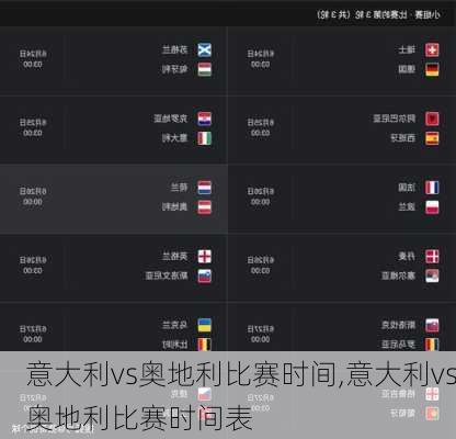 意大利vs奥地利比赛时间,意大利vs奥地利比赛时间表