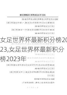 女足世界杯最新积分榜2023,女足世界杯最新积分榜2023年