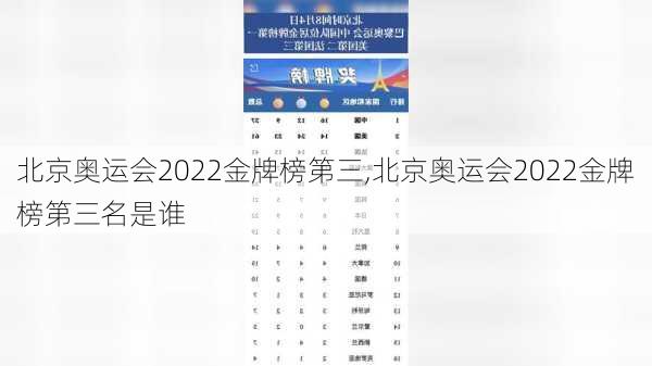 北京奥运会2022金牌榜第三,北京奥运会2022金牌榜第三名是谁