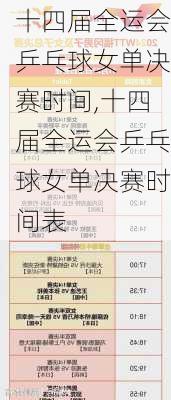 十四届全运会乒乓球女单决赛时间,十四届全运会乒乓球女单决赛时间表