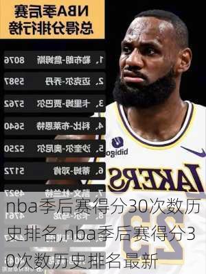 nba季后赛得分30次数历史排名,nba季后赛得分30次数历史排名最新