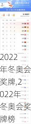 2022年冬奥会奖牌,2022年冬奥会奖牌榜