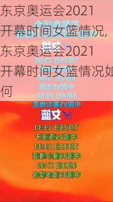 东京奥运会2021开幕时间女篮情况,东京奥运会2021开幕时间女篮情况如何