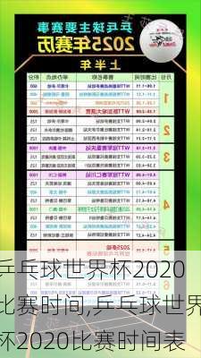 乒乓球世界杯2020比赛时间,乒乓球世界杯2020比赛时间表