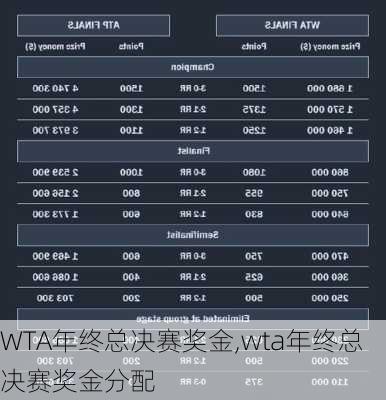 WTA年终总决赛奖金,wta年终总决赛奖金分配