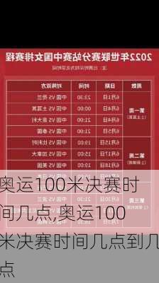 奥运100米决赛时间几点,奥运100米决赛时间几点到几点