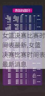 女篮决赛比赛时间表最新,女篮决赛比赛时间表最新消息