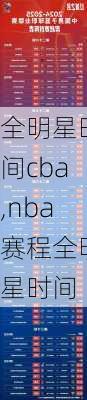 全明星时间cba,nba赛程全明星时间